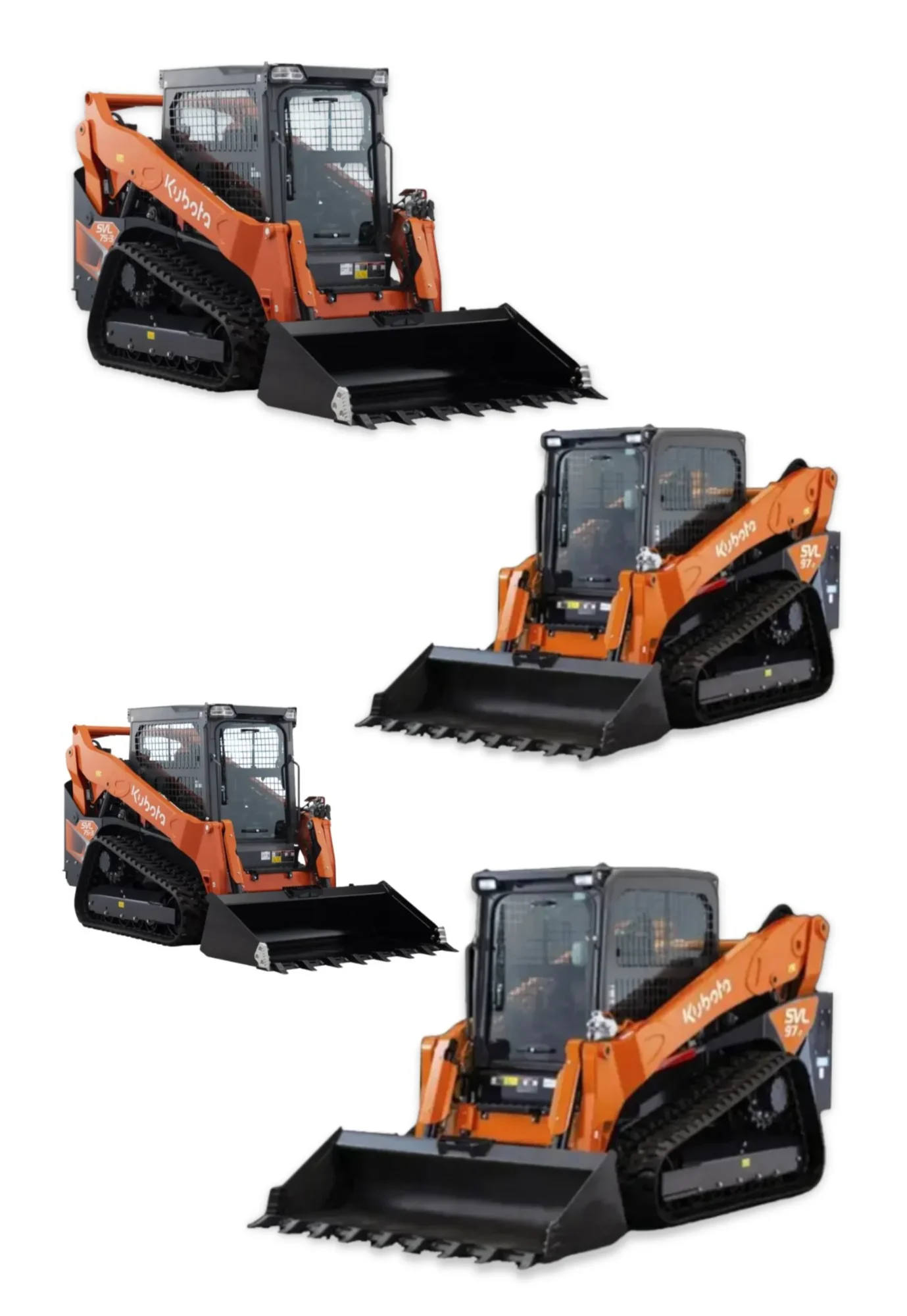 4 skid loaders at a local equipment rental dealer
